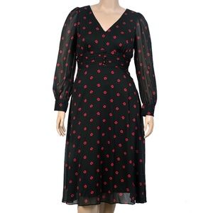 Adrianna Papell V-Neck  Floral Print Chiffon Dress